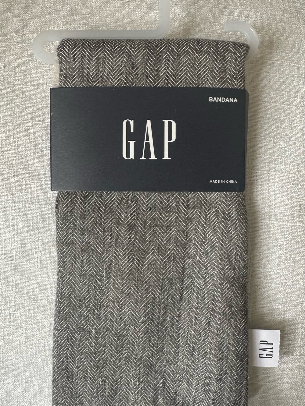 GAP Gray Herringbone Linen Bandana Scarf